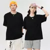 Em estoque 260g Camiseta Pesada Americana Algodão Puro Gola Redonda Camisa Base Marca de Moda ovsise Solta Cor Sólida Manga Curta