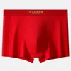 Ropa Interior Roja Brillante de Algodón Puro para Hombres para Bodas y Año del Zodiaco, Tallas Grandes, Calzoncillos tipo bóxer Cómodos y Transpirables