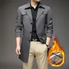 Casaco Trench Coat Masculino Outono/Inverno Plus Size M-8XL Transfronteiriço, Comprimento Médio, Gola de Terno, Estilo Britânico, Acolchoado e Espessado
