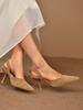 Zapatos de Tacón Alto Apuntados de Socialité Estilo Retro Francés Verano 2025 Nuevos Zapatos de Tacón de Aguja de Gamuza con Espalda Hueca