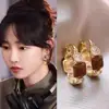 Pendientes de Aro Pequeños Rojos con Goteo de Aceite de Lujo Ligero Vintage Moda Pendientes de Gama Alta Diseño de Nicho Tendencia Orejeras de Moda