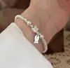 Gato Prateado, Peixe, Cachorro Fofo, Pulseira de Prato Prateado, Design de Nicho Feminino, Pulseira de Anel Quebrado, Presente Fofo