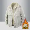 Chaqueta de pana con forro de polar para hombre, talla grande, transfronteriza, patrón invernal desgastado, marca de tendencia, de alta gama, corte holgado, con cuello, abrigo de algodón
