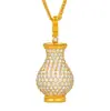 Artesanía Antigua Heredada, Colgante de Corindón Rojo Degradado Paz y Alegría, Jarrón Tesoro Estilo Palacio, Florero, Collar de Circonita para Mujer