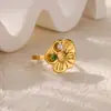 Anillo de Luz Dorado Flor de Oro Perla Acero Inoxidable Anillo de Acero de Titanio Femenino de Lujo de Alta Calidad Comercio Exterior Transfronterizo Amazon