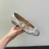 Plantilla de 3 cm ~ Estilo Chanel Lentejuelas Suela Suave Versátil Estilo Coreano Lazo Ballet Temperamento Hada Moda Planos