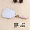 Espejo de Madera Portátil, Suministros para Tatuajes y Bordado, Espejo Redondo de Mano Estilo Europeo para Salón de Belleza, Espejo de Maquillaje, Espejo con Mango