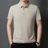 Polo de seda de hielo sin costuras de alta gama para hombre talla grande, multicolor, marca de tendencia verano 2026, polo de manga corta con cuello para hombre
