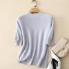 Suéter de cachemira 100% pura de manga corta y cuello alto de Pinrong para mujer, suéter básico de color liso para otoño e invierno, top de punto