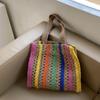 Suministro Transfronterizo Bolsa de Paja de Verano de Gran Capacidad Bolso de Hombro Estilo Ins Bolso Tote Bolsa Tejida a Mano Nicho