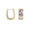 Pendientes Cuadrados y Pendientes de Moda Transfronterizos Europeos y Americanos de Venta Caliente para Mujer con Diamantes de Colores Microincrustados, Pendientes de Lujo Súper Brillantes, Fábrica de Origen de Tendencia