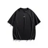 Camiseta de Verano de la Marca de Moda Nanxia con Estampado de Letras, Raya Reflectante, Cuello Redondo, Manga Corta para Hombre, Corte Holgado, Camiseta de Media Manga para Pareja