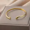 Pulsera de Serpiente de Acero Inoxidable y Oro de 18 Quilates para Mujer, Joyería de Moda de Apertura Amplia Europea y Americana Transfronteriza, Popular en Forma de Serpiente Oro Rosa
