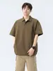 Camisa Polo Corta de Montaña al Aire Libre Estilo Retro Americano 2025 Primavera Nueva, Cuello Camisero, Pulóver de Moda High Street para Hombre