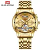 Va Va Voom/2453 Reloj de Acero Inoxidable Tourbillon No Automático Mecánico de Negocios Reloj Luminoso Impermeable para Hombres