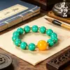 Pulseira de Contas Redondas Turquesa de Alta Qualidade, Círculo Único, Contas de Oração Vintage Estilo Chinês para Homens e Mulheres