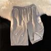 Llegada Nueva Verano 2023 Pantalones Cortos Waffe Estilo Hong Kong Tendencia Pantalones Sueltos Rectos Casuales Azul Klein