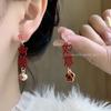 Pendientes Festivos Rojos de Año Nuevo para Mujer Pendientes de Temperamento de Alta Gama Nuevos Pendientes Calientes de Otoño e Invierno Pendientes de Boda de Año Nuevo