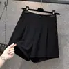 Traje de Shorts de Gasa Negro para Mujer Tallas Grandes Verano 2026, Cintura Elástica, Ligero, Pantalones de Pierna Ancha Línea A para Mujer Petite, para Uso al Aire Libre