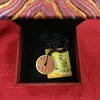 Pingente Longo de Moeda Shangui de Latão Vintage com Cinábrio Colar Bagua de Moeda Antiga Taoísta para Homens e Mulheres Joia Estilo Chinês
