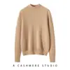 Suéter de cachemira para mujer, 100% cachemira pura de cabra, nuevo diseño de moda, color sólido, versátil, cuello medio alto, jersey de punto, suéter cálido