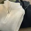 Suéter Pulóver de Medio Cierre y Cuello Alto Nuevo 2026 para Hombre, Top Casual Estilo Japonés de Otoño, Prendas de Punto Versátiles para Pareja