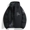 Chaqueta de Algodón con Capucha para Hombre, Forrada de Polar, Transfronteriza, Otoño e Invierno, Cálida y Gruesa, Estampado de Patrón, Estilo Casual de Moda
