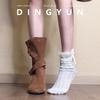 Versão em Couro Macio ~ Nova Moda de Design de Nicho Aumento Interno Botas Western Fivela de Cinto Feminina Duas Formas Botas Curtas de Couro Nobuck