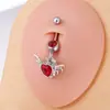 Nuevo color de uña para ombligo transfronterizo anillo para ombligo de circón acero de titanio doble cabeza en forma de corazón diamante uña para ombligo piercing corporal uña de leche
