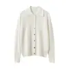 Suave e Confortável para o Dia a Dia~ Cardigã Tricotado 100% Caxemira Pura Consinee para Mulheres, Camisa Exquisita com Gola Polo, Suéter Interno Exquisito