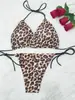 Exportación Transfronteriza Europea y Americana Nuevo Traje de Baño Sexy con Correa de Color Puro Bikini Sexy de Halter