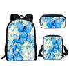 Mochila Estampado Creativo para Estudiante Set de Tres Piezas Serie Mariposa 3D Mochila Combinada de Gran Capacidad para Computadora para Hombre y Mujer