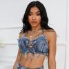 823# Nova Saia Bolo Sexy Ultracurta Europeia e Americana Saia Jeans Cintura Alta Shorts Jeans Jeans para Mulheres