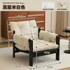 Sillón Sofá Acolchado Grueso, Silla de Salón para Balcón, Sillón Individual de Ocio para Sala de Estar, Sillón Reclinable para Dormitorio, Sofá Perezoso, Madera de Caucho