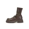 Botines elásticos de tacón grueso fruncidos con punta redonda para mujer, nuevos y versátiles para el otoño de 2025, con cremallera trasera, ajustados