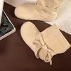 Botines estilo pastoral con lazo para mujeres petite, nueva colección de otoño 2026, botas cortas populares en color blanco roto, botines de moda