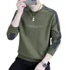 Moletom Masculino 2025 Manga Longa Primavera e Outono Novo Gola Redonda Costurado Moletom Camiseta Básica Engrossada Masculina Camiseta de Base Transfronteiriça
