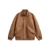 Yidao Roupas Vintage 2026 Outono Novo Retro Americano Patchwork Desconstruído Design Solto Jaqueta de Trabalho em Camurça para Homens