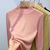 Tejido de punto de cuello alto medio para mujer 2024 Nuevo para mujer Color puro Suave y ceroso Lana Camiseta interior Elástico Cintura interior Top