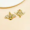 Accesorio de colgante de libélula, abeja, mariposa hueca con microincrustaciones de circonita, chapado en oro de 18k sobre cobre, para llavero de bricolaje, joyería