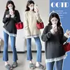 Ropa de Maternidad 2026 Otoño/Invierno Nuevo Estilo Top Básico con Parches de Encaje Holgado Versátil Top Básico Cepillado para Maternidad