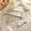 Calcinhas de Renda de Seda de Luxo para Mulheres, Cintura Média Respirável com Forro de Íons de Prata, Tanga Sexy Feminina