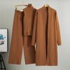 Conjunto de Malha de Três Peças para Primavera e Outono, Novo Estilo, Temperamento Preguiçoso, Colete sem Mangas, Suéter Cardigan, Calça