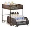 Estante de almacenamiento extraíble debajo del fregadero, caja de almacenamiento multicapa debajo del mueble del baño, cesta abatible debajo del lavabo, estante en capas