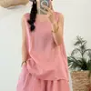 Colete simples minimalista e artístico de ramie pura, top sem mangas, roupa feminina de linho respirável e confortável