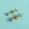 Plata de Ley S925 Estilo Coreano Separadores de Cuentas con Diamantes Circonita Blanca Cuentas Cruzadas DIY Pulsera de Cristal Accesorios de Cuentas Sueltas