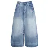 Pantalones cortos American retro de cintura alta, corte holgado, pantalones versátiles de pierna ancha para primavera y verano, jeans de pierna recta para mujer, admite envío directo