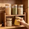 Recipientes de vidro herméticos de grau alimentício para uso doméstico, adequados para armazenar chá, grãos e lanches.; garrafas transparentes vazias para organizar e armazenar itens