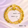 Pulsera de Cristal Amarillo Pixiu para Mujer, Pulsera de Ojo de Tigre Estilo Nicho, Pulsera de Doble Círculo de Cristal Amarillo para Mujer