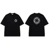 Camiseta Masculina Casual de Verão com Estampa de Letras em Espuma de Pedra Transfronteiriça, Manga Curta, Algodão Puro, Gola Redonda com Bússola, Camiseta Básica